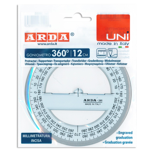 ARDA UNI GONIOMETRO TRASPARENTE A CERCHIO 360° 12 CM
